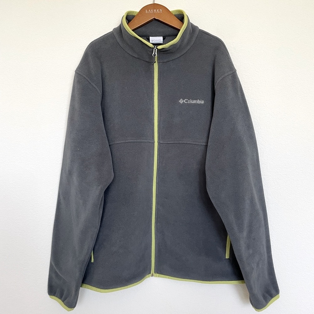 COLUMBIA fleece hoodie sweatshirt sweater jacket grey neon